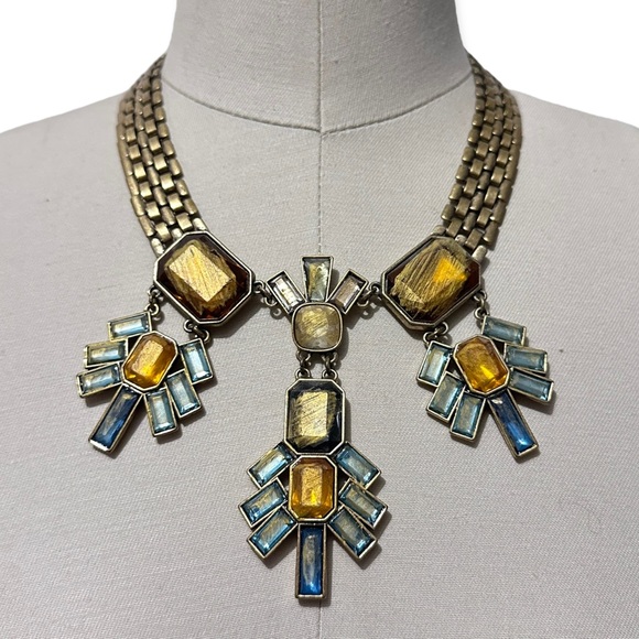 SAM EDELMAN Gold Tone Necklace With Multi Color Stones - Picture 4 of 5